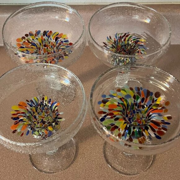 Mexican Margarita Glasses / Authentic Handblown Mexican Art Glass (Set of 4) - Picture 3 of 3